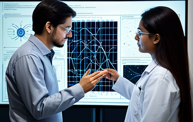A diverse group of professional quantum scientists and engineers, fully clothed in modest, appropriate attire, are intensely collaborating around a large holographic display showcasing intricate quantum algorithms and abstract data visualizations. The environment is a cutting-edge quantum research laboratory, featuring sleek designs, advanced computing equipment, and subtle, luminous light patterns that evoke quantum phenomena. One scientist gestures towards a detailed schematic of a quantum circuit, while their colleagues observe with focused expressions. The overall atmosphere is intellectually stimulating and highly collaborative. Perfect anatomy, correct proportions, well-formed hands, proper finger count, natural body proportions, natural pose. Professional photography, high quality, sharp focus, cinematic lighting, safe for work, appropriate content, family-friendly.