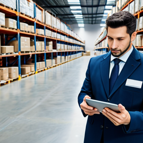 Home 7 **
"A logistics manager in a modern warehouse, using a tablet to oversee operations, fully clothed in appropriate business attire, surrounded by shelves of packages, high-tech environment, professional setting, safe for work, perfect anatomy, correct proportions, natural pose, well-formed hands, proper finger count, natural body proportions, modest."
**