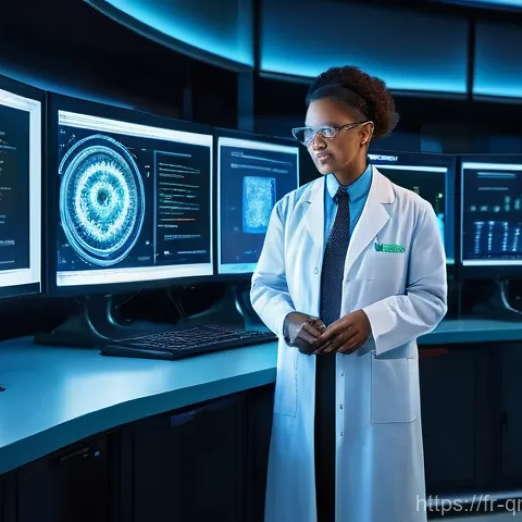 양자 알고리즘의 산업별 응용 가능성 - **Prompt for Quantum Drug Discovery:**
"A diverse team of scientists, including men and women of...