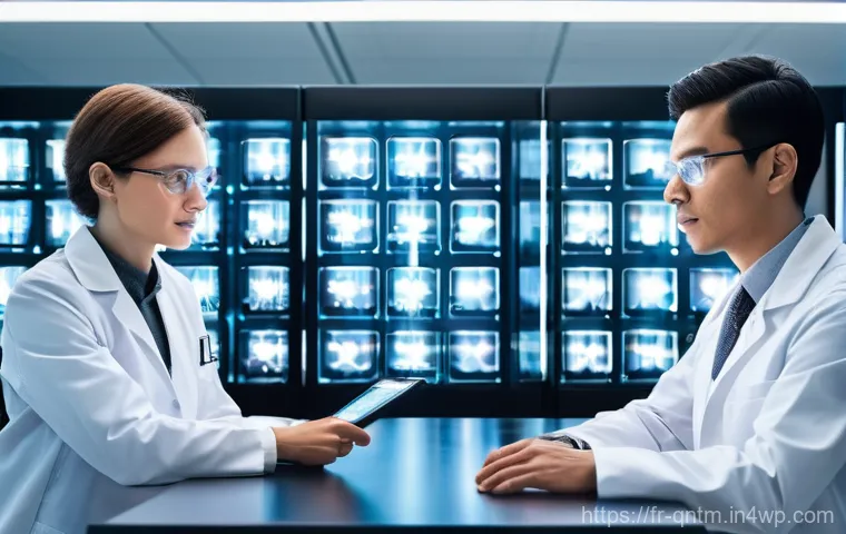양자 컴퓨터의 산업 발전 가능성 - **Quantum-Powered Medical Breakthroughs**
A group of diverse scientists, including men and women...